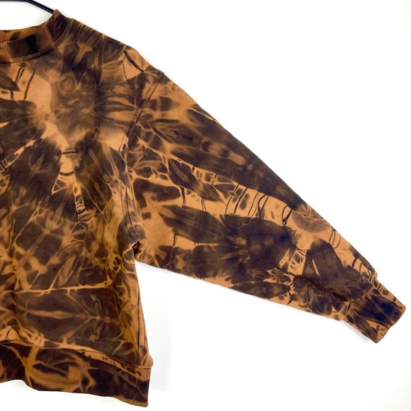 Cropped Cotton Sweatshirt, Streetwear, Acid Wash, Small, Tie Dye, Black, Shibori - Picture 6 of 11